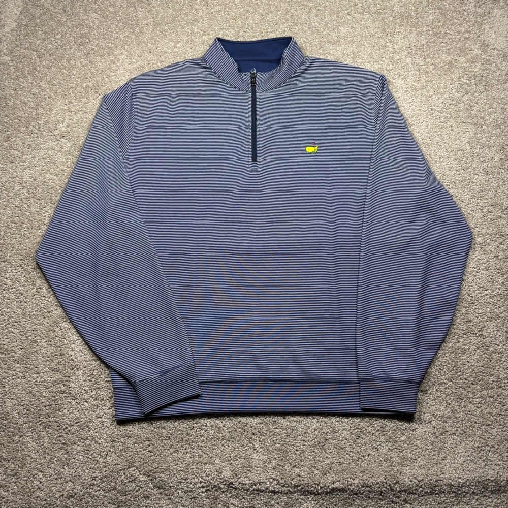 Masters Tech Mens XXL Navy Blue Striped 1/4 Zip Golf Pullover MT7220-901